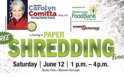 Sen. Comitta to Hold Free Shredding Event June 12 in Malvern