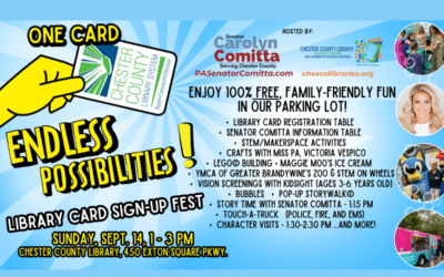 Comitta, Chester County Library Invite Families to 3rd Annual Library Card Sign Up Fest on Sept. 14