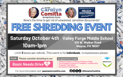 Comitta, Shusterman to Host Free Community Shredding Event at Valley Forge Middle School Oct. 4